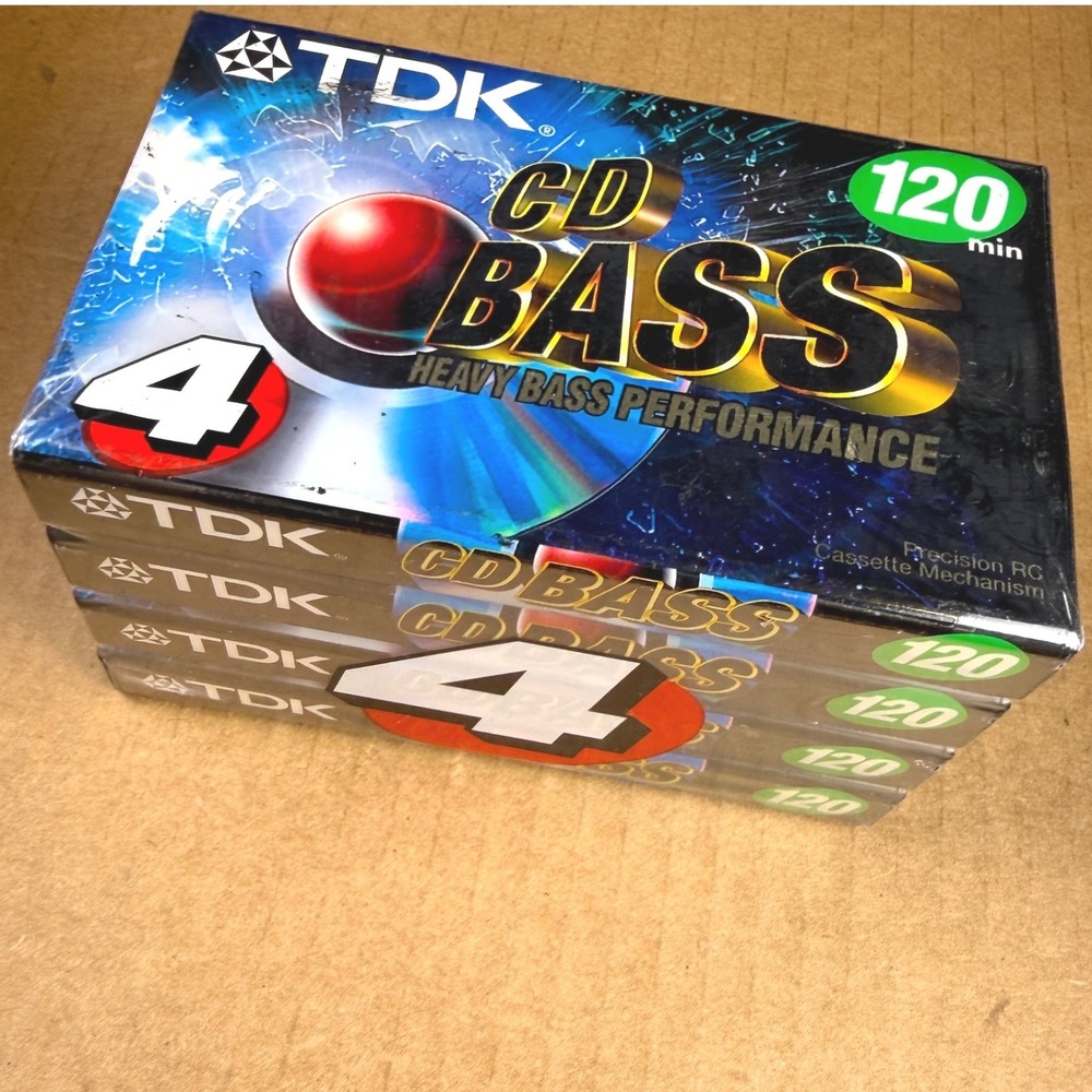 TDK CD Bass Audio Cassette Tapes 4-Pack 120 Min Heavy Bass Performance NWT